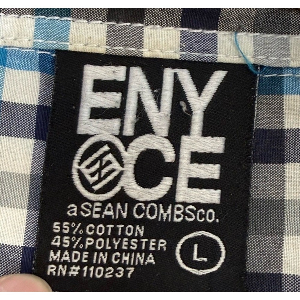 Enyce Shirt Mens Large Blue Plaid Short Sleeve Button Front Yoke Hip Hop Y2K - Picture 8 of 8
